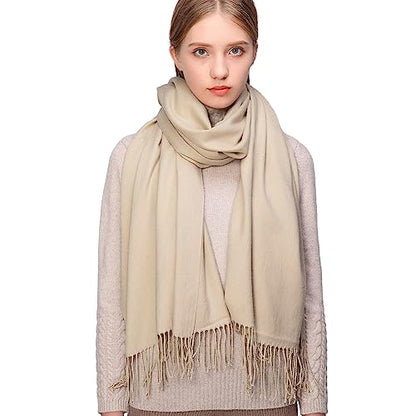 RIIQIICHY Women's Scarf Pashmina Shawls and Wraps for Evening Dress Bridesmaid Wedding Bridal Winter Warm Long Large Scarves - color: Beige