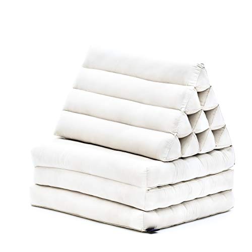 Leewadee - Comfortable Japanese Floor Mattress - Thai Floor Bed with Triangle Cushion - Futon Mattress - Thai Massage Mat, 67 x 21 inches, Ecru, Kapok Filling - color: Cl01 - Ecru, size: 3 seating segments