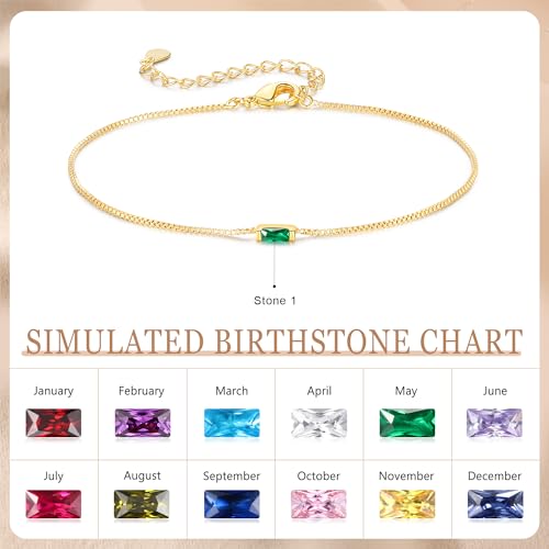 Personalized Birthstone Bracelet for Women – 925 Sterling Silver Adjustable Family Mothers Day Bracelet with Birthstones, Mothers Day, Christmas,Birthday Gift for Mom, Grandma, Wife, Bridesmaid - color: 1 Birthstone