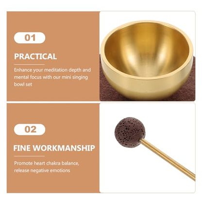BESPORTBLE Mini Handmade Metal Meditation Singing Bowl Set with Mallet and Cushion for Yoga, Sound Healing, Chakra Balancing, and Mindfulness Therapy