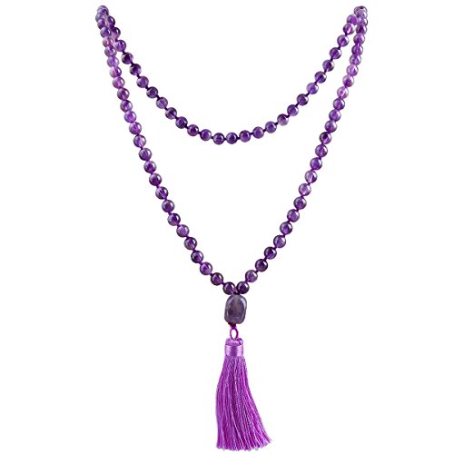 Amethyst Wrap Bracelet,Beaded Necklace Tibetan Buddhist Prayer Beads