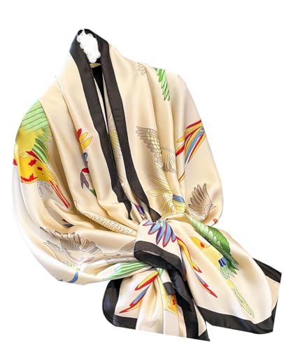 Hioyiwse Shawl Scarf For Women Lightweight Scarves Floral Pattern Formal Evening Dressesformal Shawl Summer Wraps - color: E26-colorful Bird（70.8"x35.4")