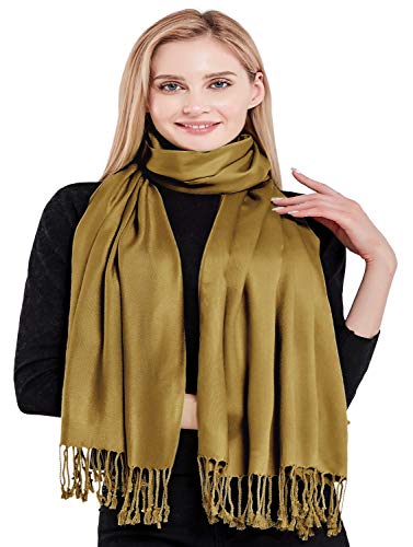 CJ Apparel Solid Color Tassels Design Nepalese Shawl Scarf Wrap Stole Throw Head Wrap Pashmina Gift Hand Made in Nepal New - color: Light Brown