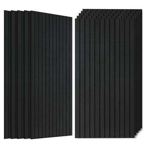 10 Pack Acoustic Panels, 47.2”x23.6” Decorative Large Acoustic Wall Panels, Sound Proof Panel with Simulated Wood Grain Finish,for Office,Home Theater,Studio,Living Room, Smoky - color: Smoky, size: 10 PACK