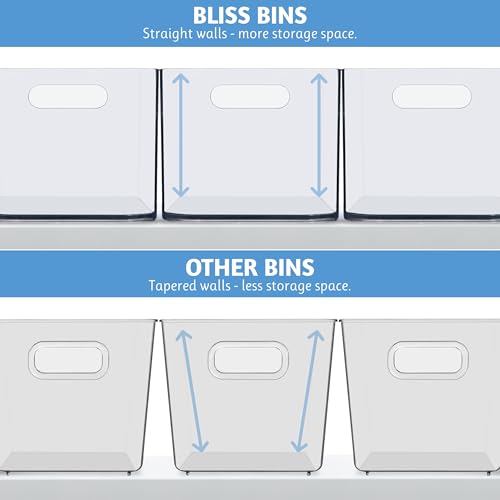 STORi Bliss 10" x 6" Open Clear Pantry Organizer Bin, Set of 4, Plastic Containers with Handle for Kitchen, Fridge, Cabinet, Closet, Bathroom, Undersink Storage Made in USA