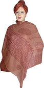 KVR Hindu Pooja Religious Cotton Indian prayer scarf with OM Krishna Ganesha Shiva Nataraja yoga spiritual auspicious prints - color: Brown-natraja