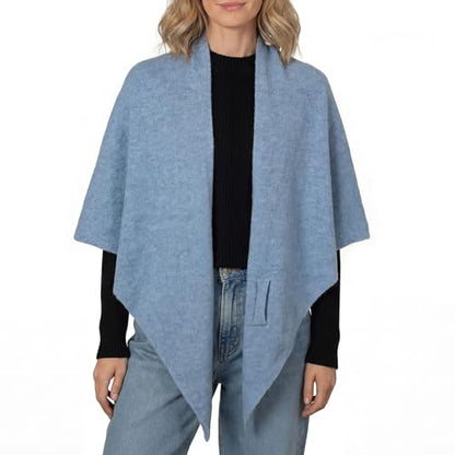 RIIQIICHY Shawl Wrap Women Pashmina Triangle Cape Knit Sweater Scarf for Fall Winter Fashion Accessory - color: Blue