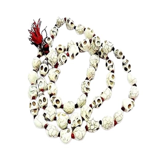 Rudraksh Mala, Natural Himalayan Genuine Original Rudraksha Rosary - style: Skull Mund Mala 54+1 Beads