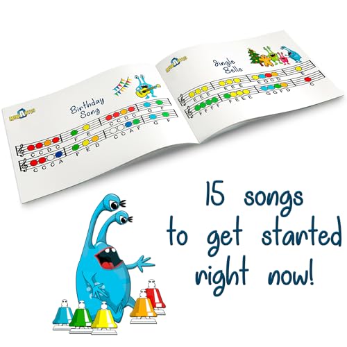 Desk Bells for Kids | Educational Music Toys for Toddlers 8 Notes Colorful Hand Bells Set | Kids Musical Instrument with 15 Songbook | Great Birthday Gift for Children