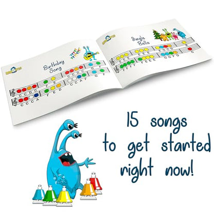 Desk Bells for Kids | Educational Music Toys for Toddlers 8 Notes Colorful Hand Bells Set | Kids Musical Instrument with 15 Songbook | Great Birthday Gift for Children