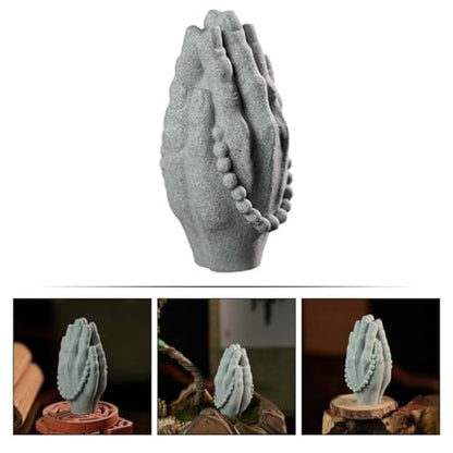 Sandstone Hand Figurine Desktop Decoration Small Zen Buddhist Beads Sculpture Chinese Style Home Décor Accent for Tea Room and Entryway