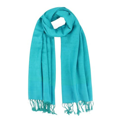 Silky Paisley Pashmina Shawl Scarf-Women's Soft Double-side Jacquard Pashminas Wrap for Evening Dress Travel Shawl - color: A-aqua