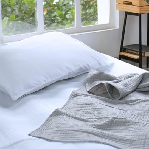 Salt Earth 100% Cotton Muslin Throw Blanket Gauze Blanket 50"X70" Throw 4 Layered for Couch, Bed, Living Room, Lightweight & All Season Blankets & Throws, Easy to wash, Skin Friendly(Scottish Grey) - color: Scottish Grey, size: 50"X70" Large Throw