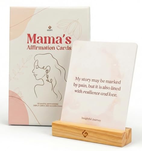 New Mom Affirmation Cards - 52 Positive Affirmation Cards Size 4x5in for Women - Pregnancy & Self-Care Gifts for New Mom After Birth with Display Stand - Postpartum Self Care with Empowering Messages - color: New Mom