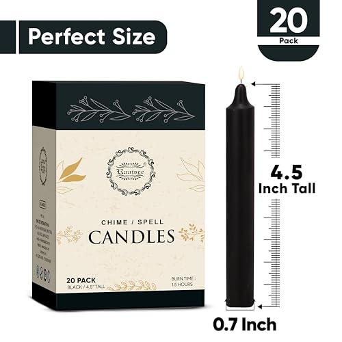 Raajsee Unscented Mini Taper Candles Pack of 20, Black | 5 Inches (H) Dinner Candle Sticks| Smokeless, and Dripless| Paraffin Wax with Cotton Wicks | Long Burning Time - color: Blackk, size: 5 Inch - Pack of 20
