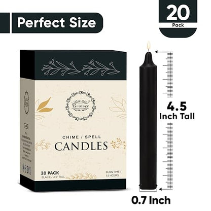 Raajsee Unscented Mini Taper Candles Pack of 20, Black | 5 Inches (H) Dinner Candle Sticks| Smokeless, and Dripless| Paraffin Wax with Cotton Wicks | Long Burning Time - color: Blackk, size: 5 Inch - Pack of 20