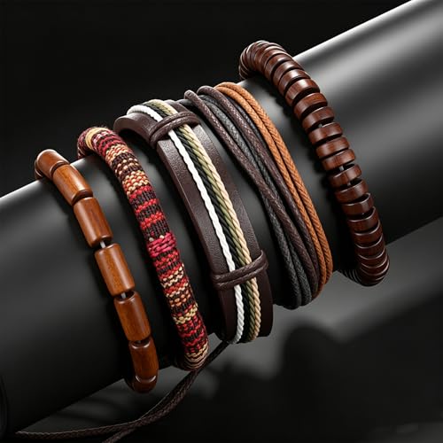 Gothic Bracelet Adjustable Punk Braided Leather Multilayer Grunge Set Bracelets Emo Metal Cuff Wrap Bangles Meaningful Gift - color: J-BZ-16