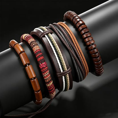 Gothic Bracelet Adjustable Punk Braided Leather Multilayer Grunge Set Bracelets Emo Metal Cuff Wrap Bangles Meaningful Gift - color: J-BZ-16