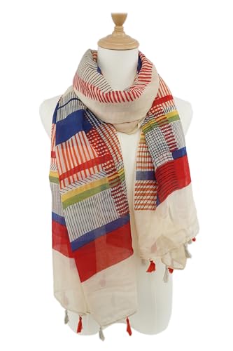YOUR SMILE Large Boho Scarf for Women Lightweight Floral Printed Scarves Fall Winter Fashion Fringed Shawl wraps - color: 35