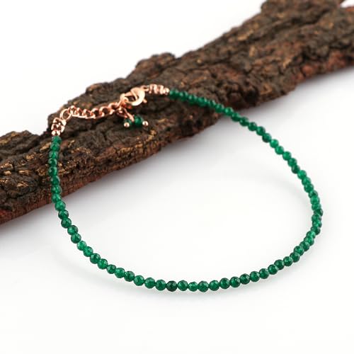 Natural Gemstone Beaded Bracelet, Microfaceted Crystals, Handmade Dainty Jewelry, Bohemian Plated Bracelet-Gift - style: Green Jade-Stone
