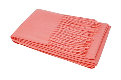 Ocomfly 100% Pashmina Scarf for Women - Premium Womens Scarves - Gift Boxed - Shawls or Wraps - Ultra Soft and Warm - color: Peach Pink
