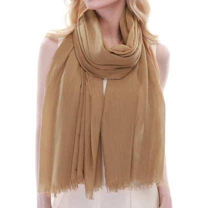 RIIQIICHY Scarf for Women Lightweight Solid Color Long Fashion Gauze Scarves Shawl Wrap - color: Camel