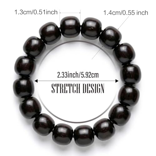Meditaiton Men Beaded Bracelets, Handmade Sandalwood Mala Beads, Buddhist Prayer Red Wood Bracelets, Comfortable for Daily Wear Yoga Gift for Men - color: 13x14mm Bead