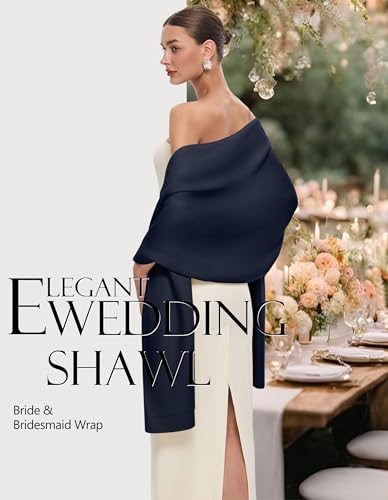 PULI Women's Pashmina Shawl Wraps for Evening Dress Large Scarf Blanket Long Wedding Bridal Winter Warm Shoulder Wrap - color: Dark Slate Blue