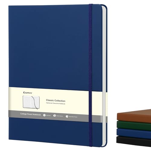 Comix A4 Lined Journal Notebooks, 208 Pages, Large Size-8.5" x 11", Navy, Hardcover Journaling Notebooks for Men & Women- Fits for Office, Business, School, Notes Taking & Writing - color: Navy Blue, size: A4-Lined