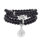 Tree of Life Charm Bracelet or Necklace - 108 Buddha Beads, Handmade Mala Meditation Jewelry, Prayer Beads for Yoga - style: Black Agate