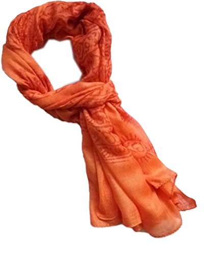 KVR Hindu Pooja Religious Cotton Indian prayer scarf with OM Krishna Ganesha Shiva Nataraja yoga spiritual auspicious prints - color: Orange-krishna-1