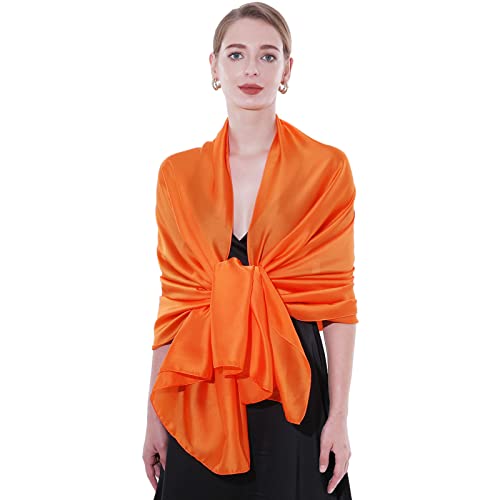 Womens Scarf Pashmina Shawls and Wraps for Evening Dresses Like Chiffon Silk Scarf for Bridal Weddings - color: Orange