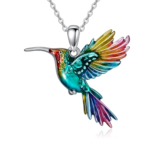 Hummingbird/Phoenix/Owl/Dove/Flamingo/Raven/Blue Jay/Cardinal/Peacock/Eagle/Parrot/Robin Necklace for Women 925 Sterling Silver Bird Pendant Necklace Animal Jewelry Gift for Mother Wife - style: Flying Hummingbird Necklace