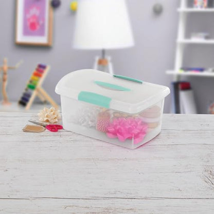 Sterilite Medium Nesting ShowOffs, Stackable Small Storage Bin with Latching Lid and Handle, Plastic Container to Organize Home, Clear, 12-Pack - size: Medium, style: 12-Pack