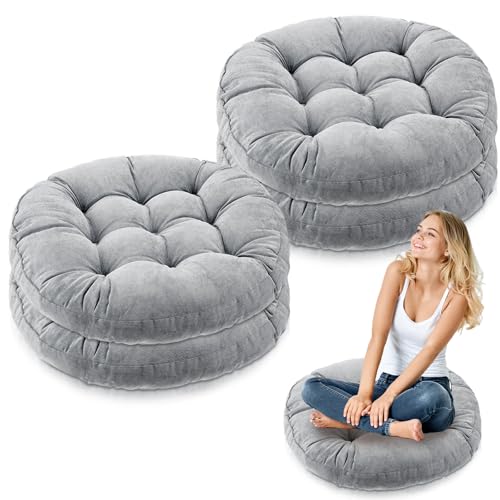 Jerify Floor Pillow Cushions Large Round Square Large Meditation Floor Pillow for Classroom Adult Meditation Picnic Party Seating Learning Daycare School(Round,Light Grey,4 Pcs) - color: Light Gray, size: Round