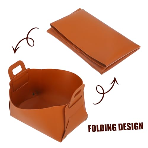 PRETYZOOM Decorative Storage Box Pu Leather Tray Foldable Bins for Makeup Entryway Tabletop Bedside Organizer