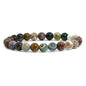 Justinstones Gem Semi Precious Gemstone 8mm Round Beads Stretch Bracelet 7 Inch Unisex - color: Ocean Jasper