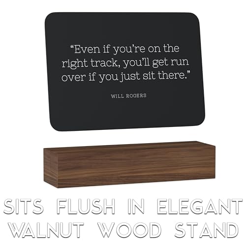 Take Action Cards and Wood Stand - 52 Motivational Quotes to Stop Procrastinating and Start Working on Your Goals, Dreams, and Personal Development, Walnut Wood Stand