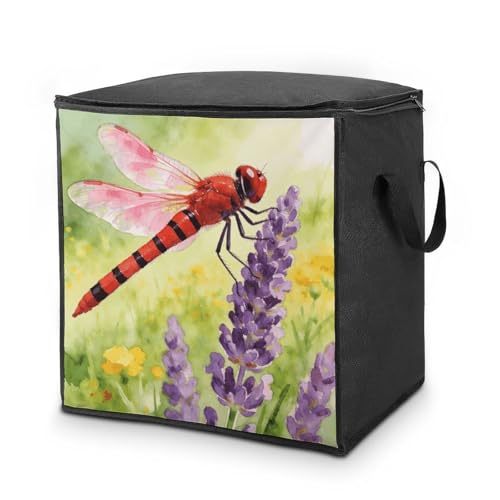 Dragonfly Storage Bag Portable Closet Organizer Storage Bags Quilt Storage Bags with Zippered Breathable Storage Bag with Carry Handles for Blanket Pillow Bedding