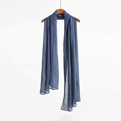 Jeelow Solid Color Scarf Wrap Shawl for Women Men – Soft Lightweight Head Scarf, All Season, Travel Beach Office Daily Wear - color: Blue Jean