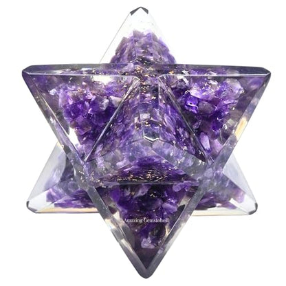 Amazing Gemstone 1 Pcs Amethyst Large Crystal Orgone Merkaba Star for Reiki Healing Meditation and Crystal Grid