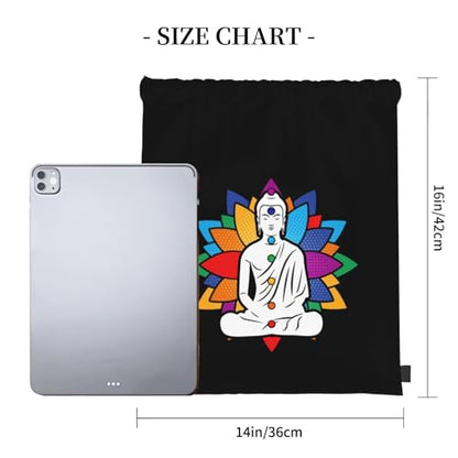 Buddha Chakra Meditation Drawstring Backpack Bag Sport Gym Sackpack for Men Women