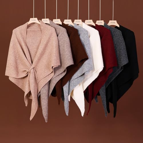 Shawls Wraps Women Triangle Sweater Scarf Warm Wool Blend Pashmina Cape Cold Weather Neck Warmer Winter Fall Accessory - color: Solid-camel