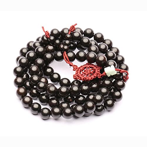 Natural Black Sandalwood 108 Beads Necklace Ebony wooden Meditation Prayer Mala Tibetan Buddhist