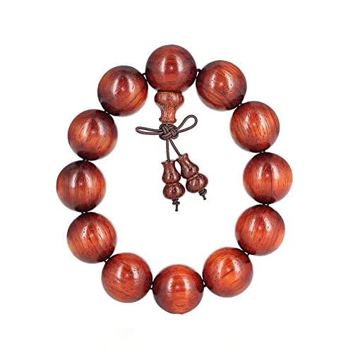 Men Women Buddhist 12 Prayer Mala Beads Sandalwood Bracelet Natural Wood Bead Yoga Meditation String Relieve Anxiety Bracelets - color: Red Sandalwood