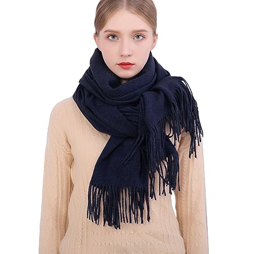RIIQIICHY Winter Scarfs for Women Pashmina Shawls Wraps for Evening Dresses Large Warm Soft Scarves - color: Navy