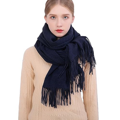 RIIQIICHY Winter Scarfs for Women Pashmina Shawls Wraps for Evening Dresses Large Warm Soft Scarves - color: Navy