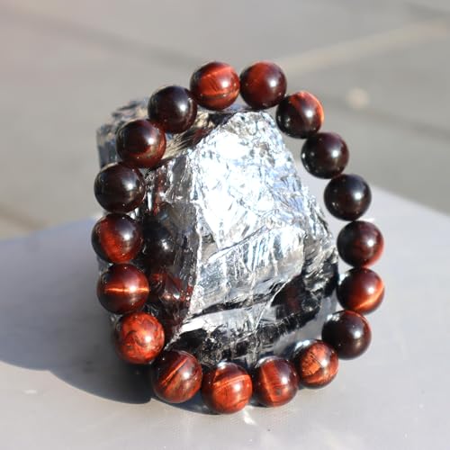 Natural Handmade Healing Chakra Bracelet - color: 12mm-Red Tiger Eye-FOR 8-8.7 INCH WRIST
