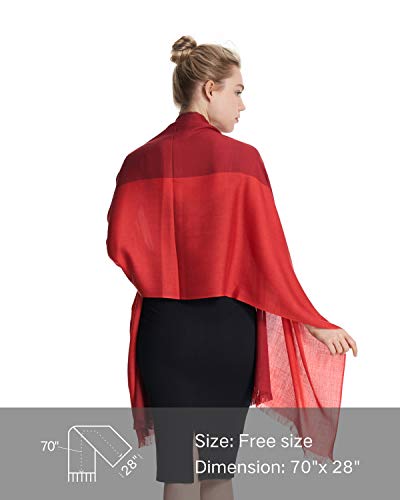 EURKEA Women's Scarf Pashmina Silky Soft Shawls Wraps Stole for Evening, Wedding and Gift - color: Wine Red Blend