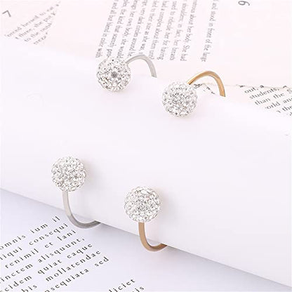 Women's Stainless Steel Minimalist Open Cuff Bracelet with Zirconia Ball, Silver/Gold - color: Gold-12mm ball